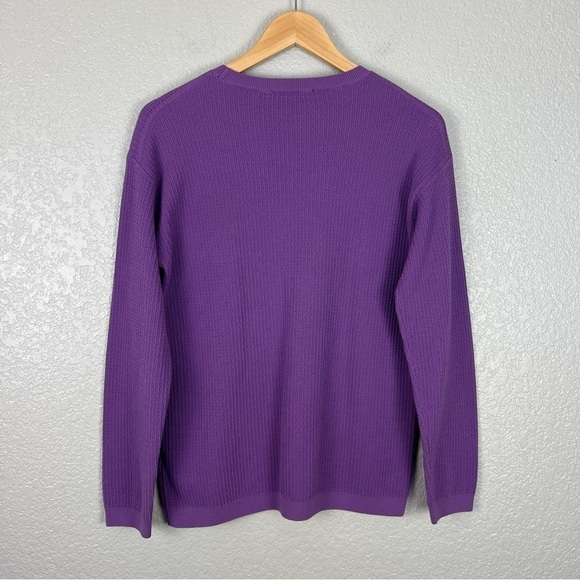 Falke Organic Cotton Textured Knit Sweater, Lavender Purple S – Crew Neck, Prep - Picture 5 of 9